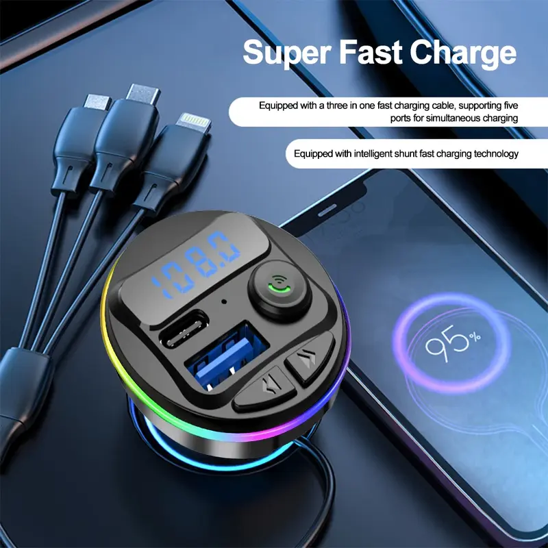 MP3 voiture Bluetooth avec 3 Cable Charge Rapide
