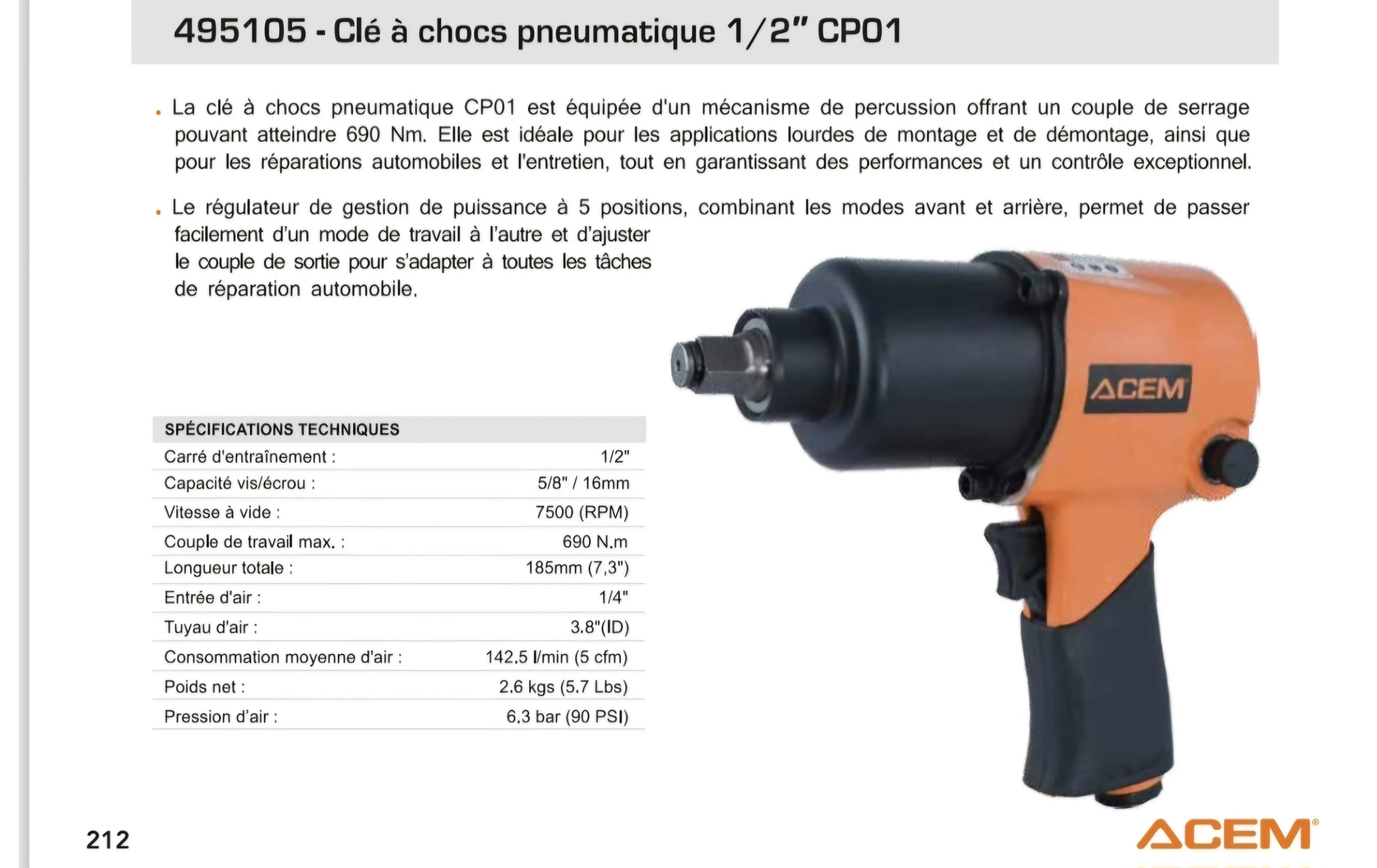 Clé a choc pneumatique