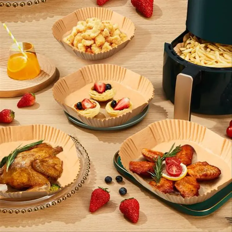 Papier Cuisson Airfryer Carré 50 pcs – Résistantes pour Friteuse à Air