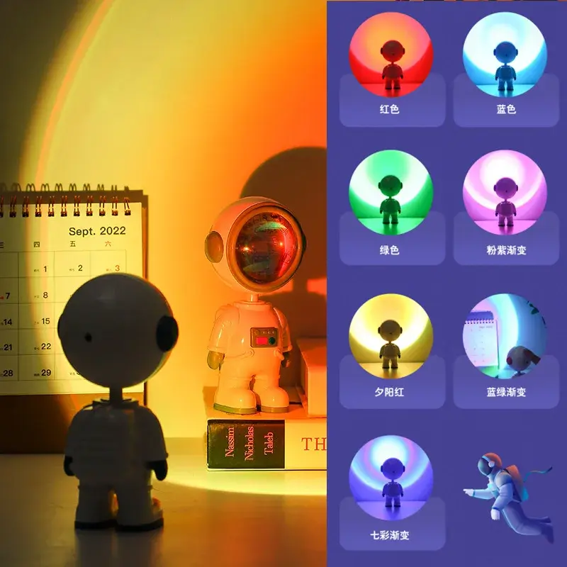 Lampe Astronaute LED – Projecteur de Nuit Étoilée avec Effet Arc-en-Ciel