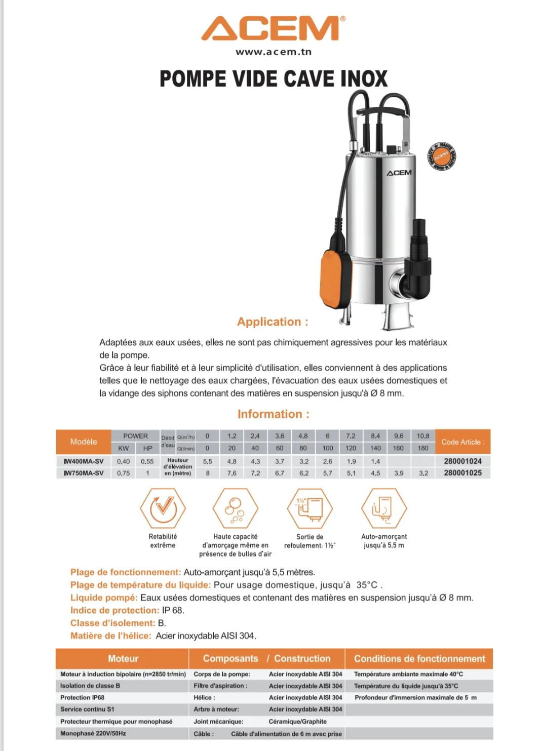 Pompe vide cave inox 24/25