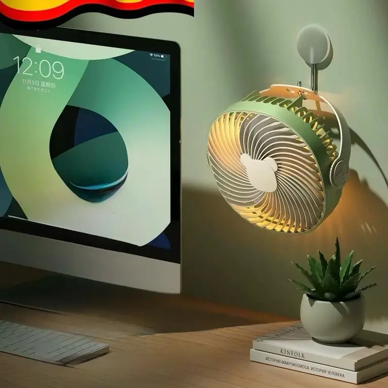 Ventilateur Portable avec Crochet et Lumière LED Intégrée