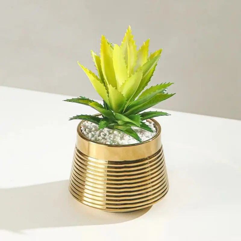 Mini Plante Artificielle en Pot Doré