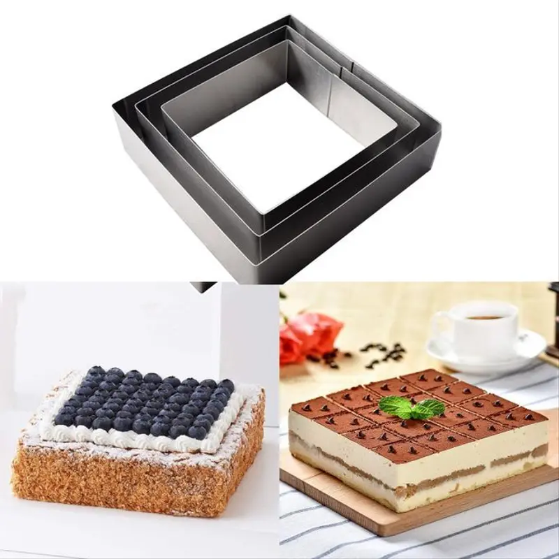 Trend Design 3 Moules à Gâteau - Forme Carrée 20-25-30 cm - Hauteur 8,5 cm