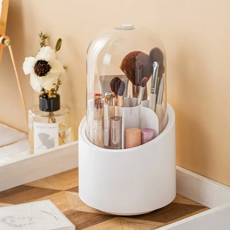 Rotating Makeup Brush Storage Box Portable Multifunction Dust Proof