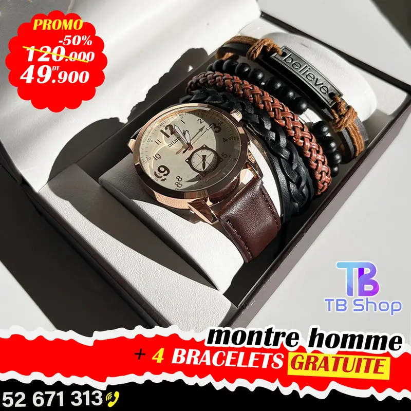 Montre Homme de Haute Qualité avec 4 Bracelets Gratuits 14-1