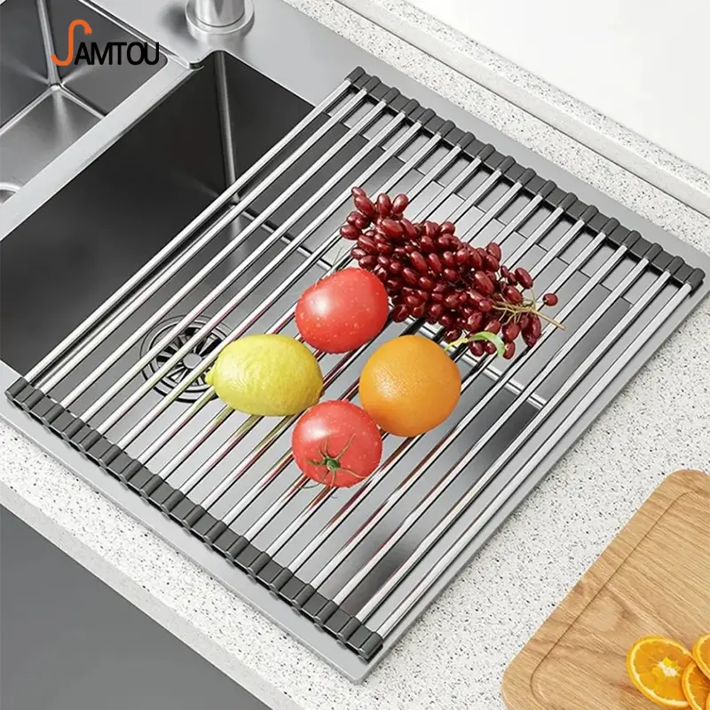 رف حوض قابل للطي مصنوع من الفولاذ المقاوم للصدأ