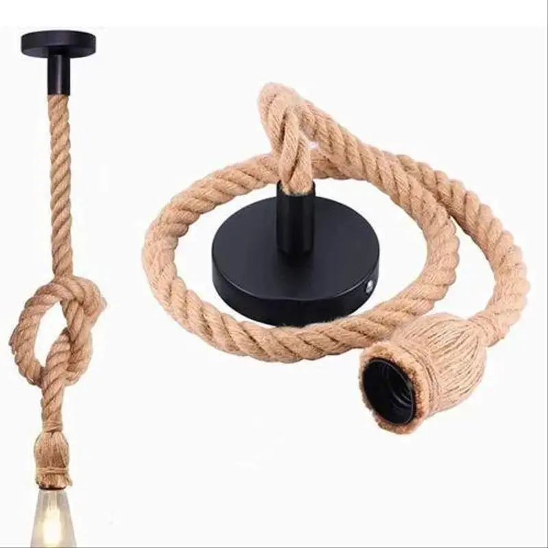Lustre en corde de chanvre – Suspension 1m