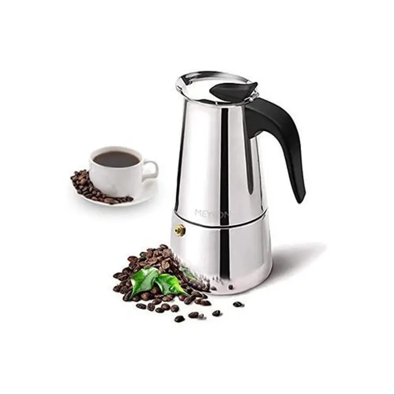 Cafetière Expresso 6 Tasses – 350ml en Acier Inoxydable Argent pour Café